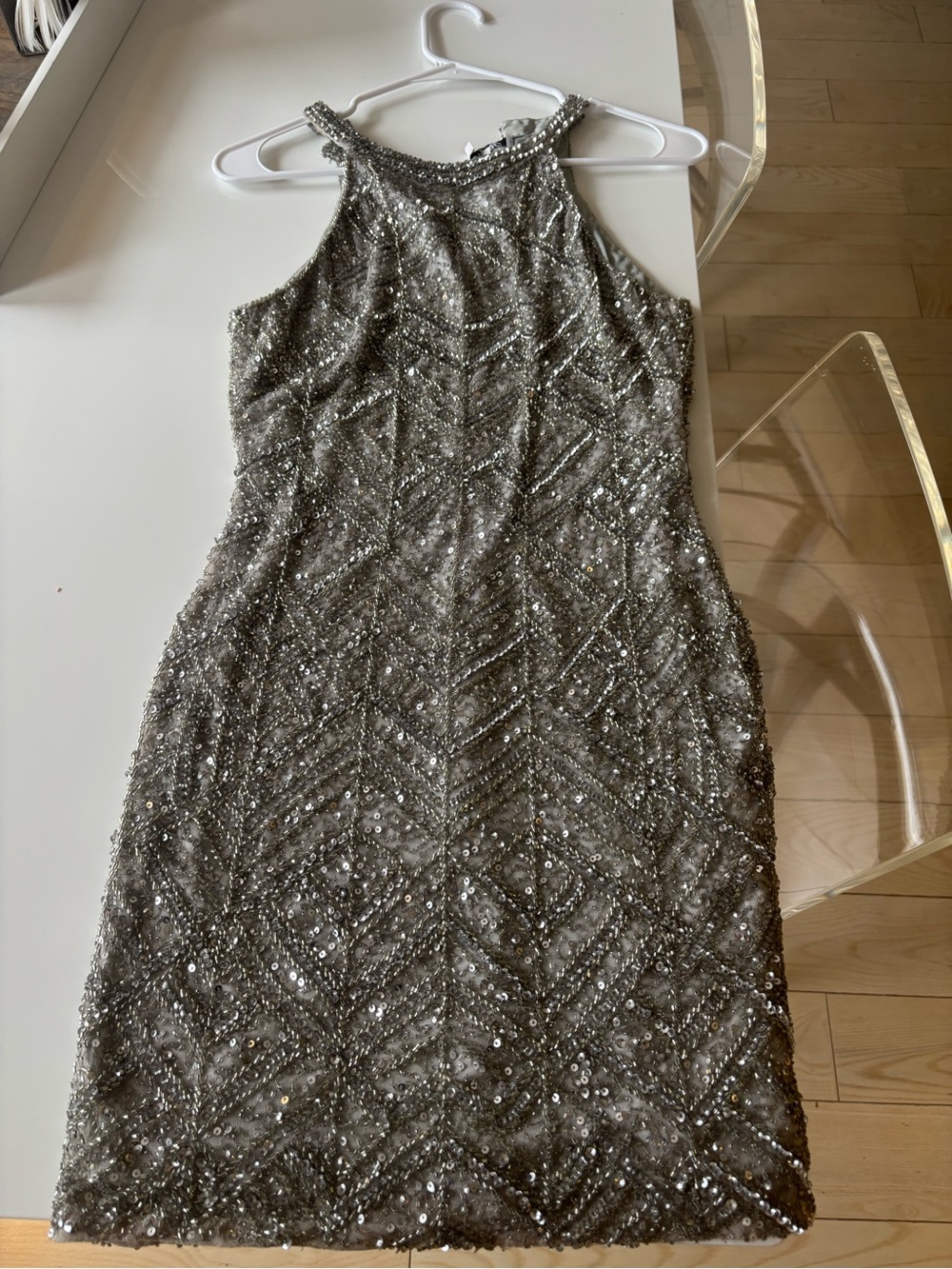 Parker Silver Beaded Midi Dress